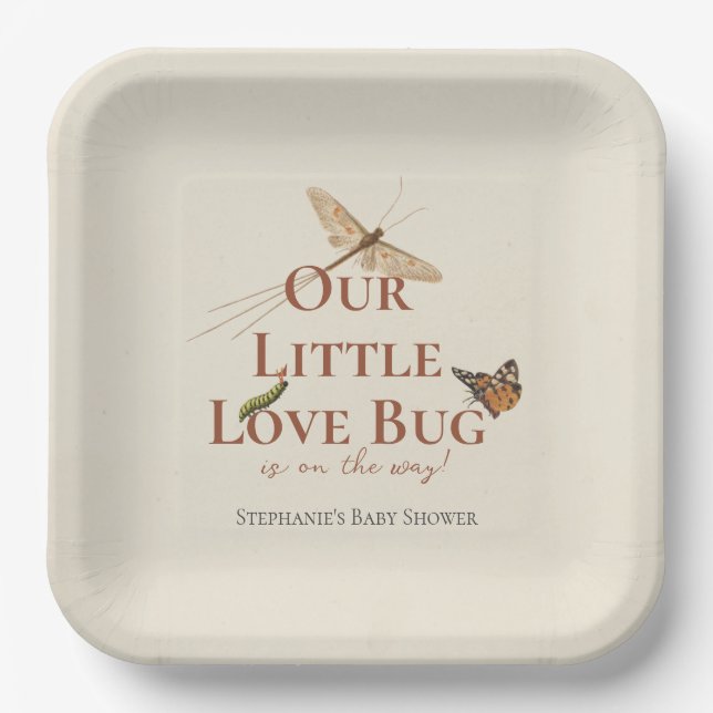 Assiettes En Carton Little Love Bug Baby shower Genre Neutre (Recto)