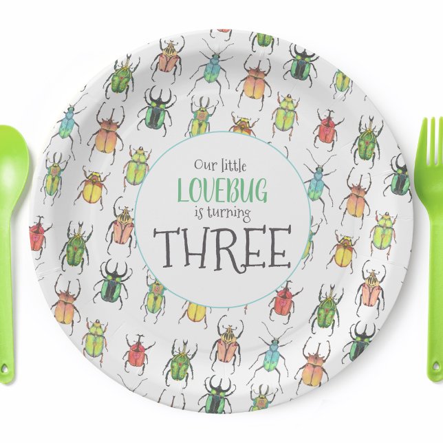 Assiettes En Carton Little Lovebug fête d'anniversaire (Personalized Love Bug Party Plates)