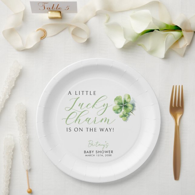 Assiettes En Carton Little Lucky Charm est en chemin Baby shower (Mariage)