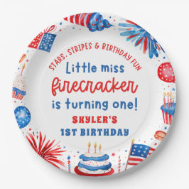 Assiettes En Carton Little Miss Firecracker 4 juillet 1er anniversaire