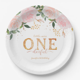 Assiettes En Carton Little Miss Onederful Gold 1er anniversaire