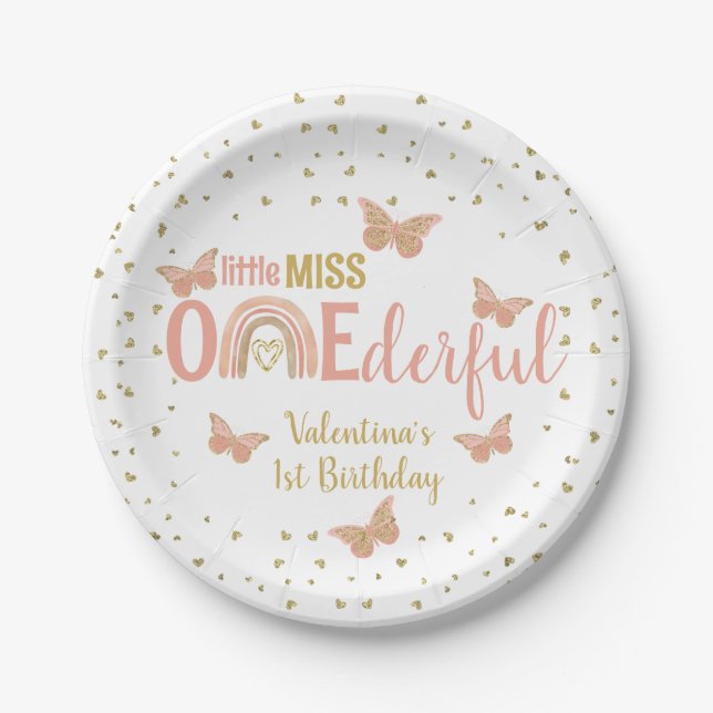Assiettes En Carton Little Miss ONEderful Premier Anniversaire Papillo (Devant)