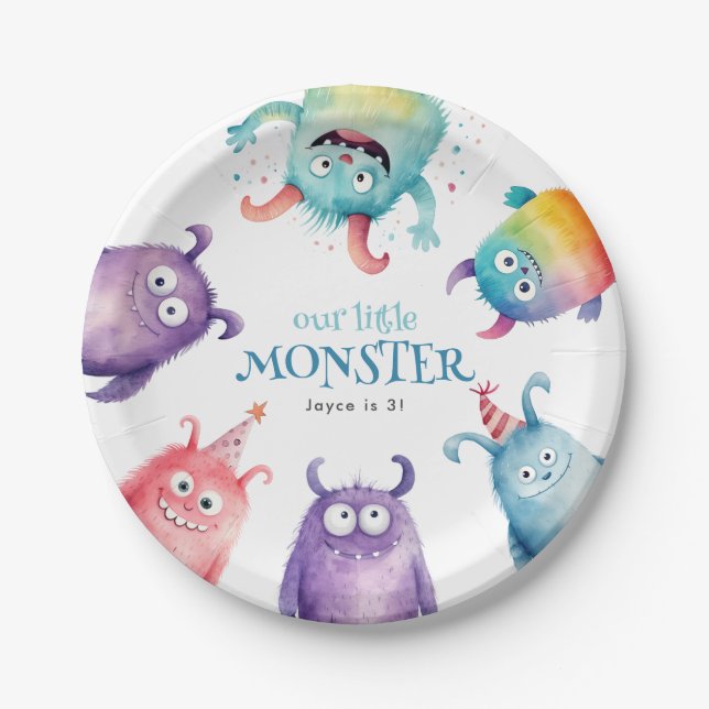 Assiettes En Carton Little Monster Anniversaire de enfant Party (Devant)