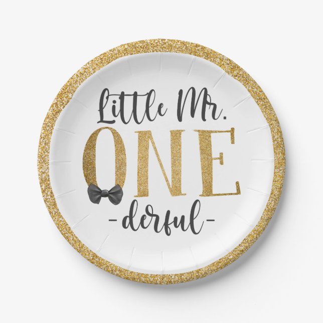 Assiettes En Carton Little Mr One Derful 1er anniversaire (Devant)