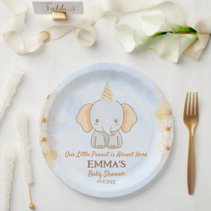 Assiettes En Carton Little Peanut Dreams - Baby shower d'éléphants