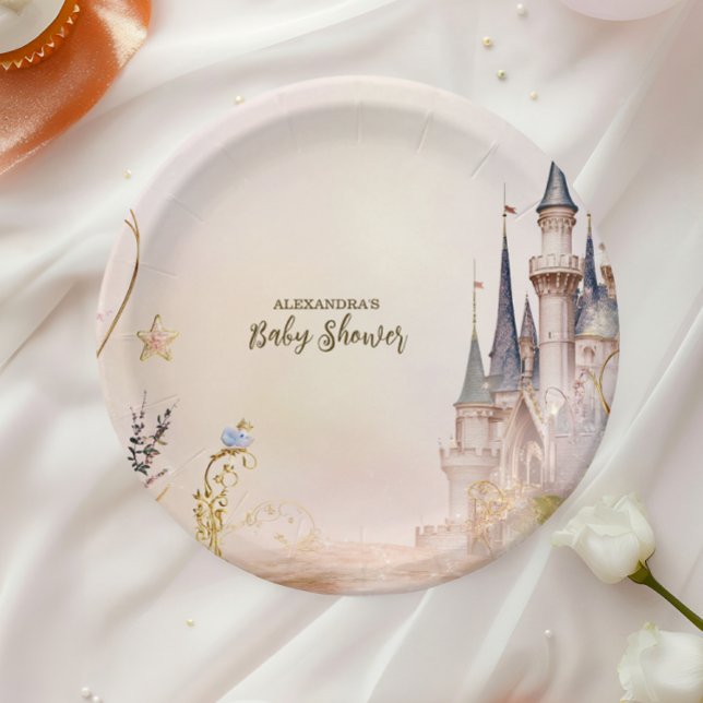 Assiettes En Carton Little Princess Fairytale Castle Baby Shower (Créateur téléchargé)