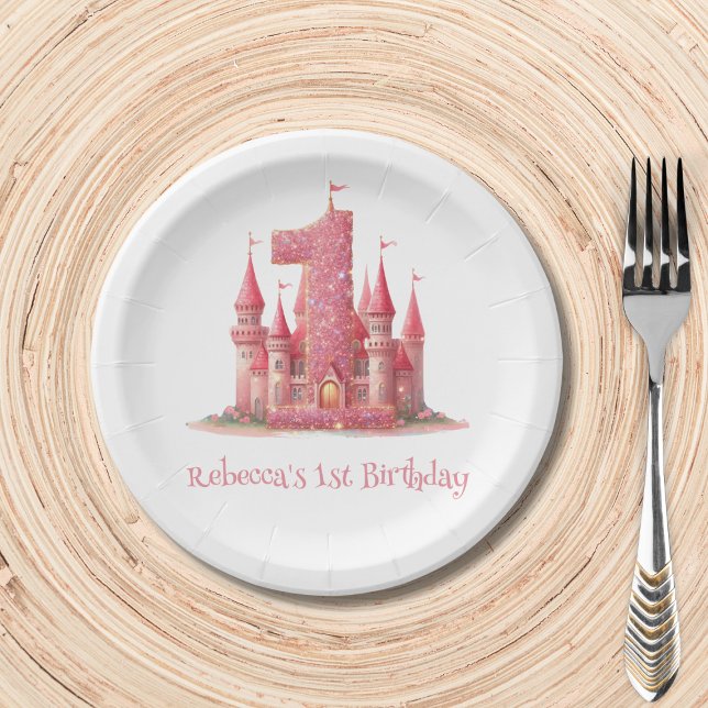 Assiettes En Carton Little Princess Pink Castle 1er anniversaire (Créateur téléchargé)