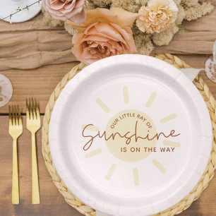 Assiettes En Carton Little Ray of Sunshine Boho Baby shower