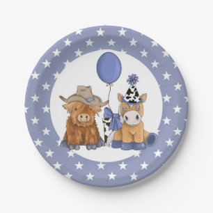 Assiettes En Carton Little Rodeo Anniversaire Plaque de fête - Bleu