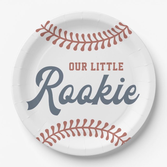 Assiettes En Carton Little Rookie Baseball Boys 1ère fête d'anniversai (Devant)