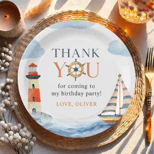 Assiettes En Carton Little Sailor Nautical Blue Pastel 1er Anniversair