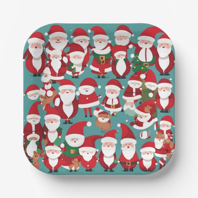 Assiettes En Carton Little Santas (Recto)
