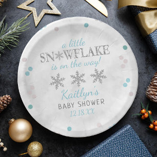 Assiettes En Carton Little Snowflake Boys Baby shower d'hiver
