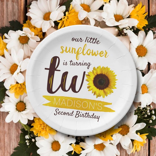 Assiettes En Carton Little Sunflower 2e anniversaire (Créateur téléchargé)