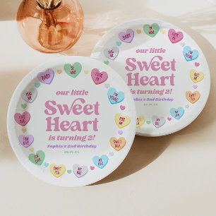 Assiettes En Carton Little Sweetheart Saint-Valentin fête d'anniversai