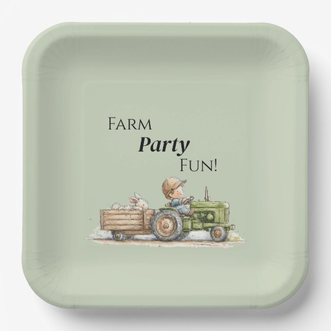 Assiettes En Carton Little Tractor Farm Birthday (Recto)