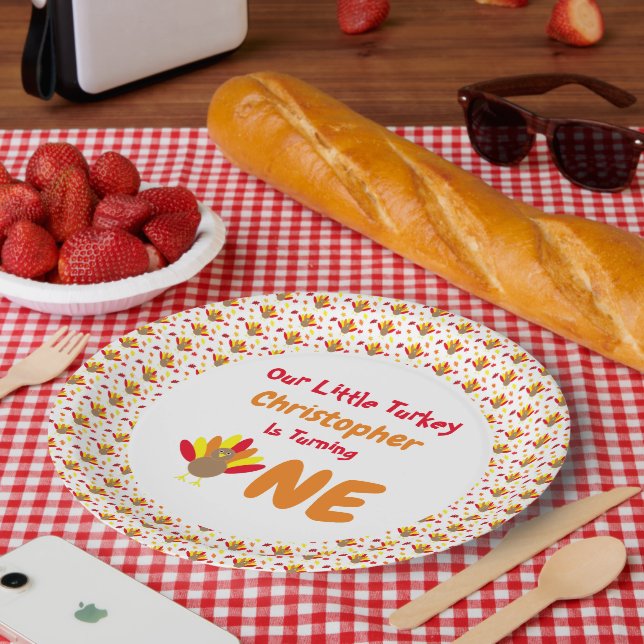 Assiettes En Carton Little Turkey 1er anniversaire (Pique-nique)