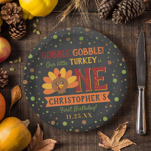 Assiettes En Carton Little Turkey Fall Thanksgiving 1er anniversaire