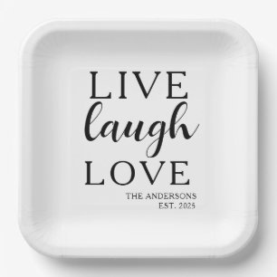Assiettes En Carton Live Laugh Love Nom Anniversaire établi