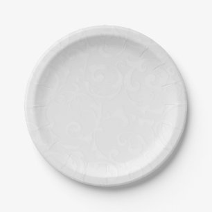 Assiettes En Carton Livre de princesse blanc damassé élégant mariage