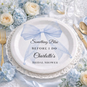 Assiettes En Carton Livre d'or Baby Shower ruban quelque chose de bleu