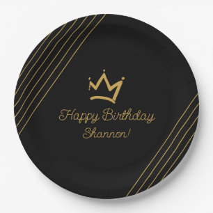 Assiettes En Carton Livre d'or noir d'anniversaire