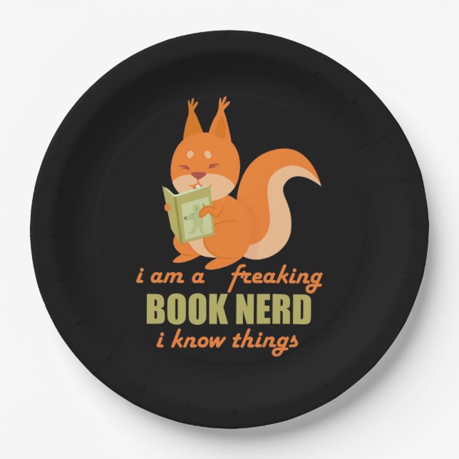 Assiettes En Carton Livre Nerd écureuil (Devant)