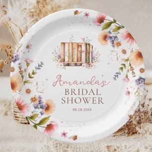 Assiettes En Carton Livres de contes roses aquarelle Fête de mariage