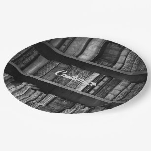 Assiettes En Carton Livres Rustiques Noir Et Blanc Arrière - plan