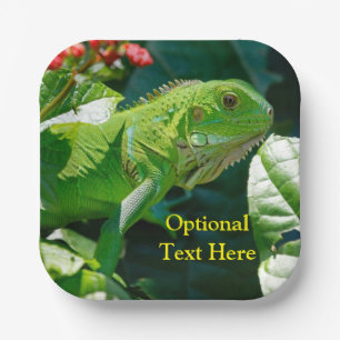 Assiettes En Carton Lizard vert Iguana personnalisé