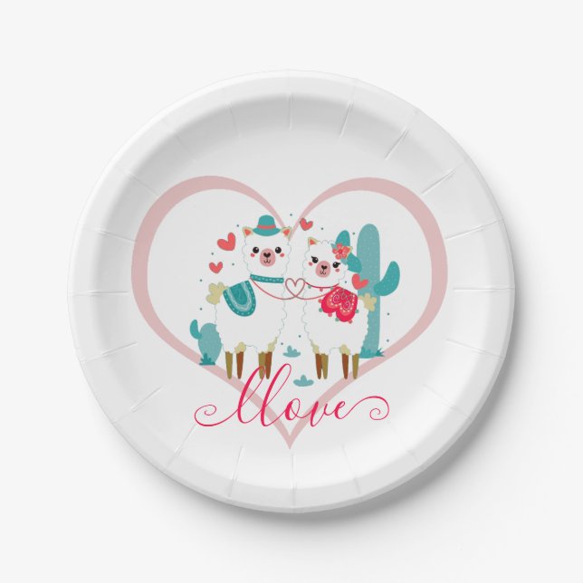 Assiettes En Carton Llama Llove (Devant)