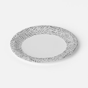 Assiettes En Carton LOGISTIQUE motif avec mots