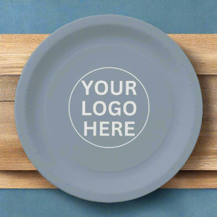 Assiettes En Carton Logo commercial promotionnel Dusty Blue Event