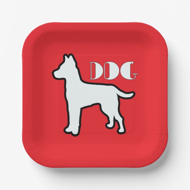 Assiettes En Carton Logo de chien rouge (Recto)