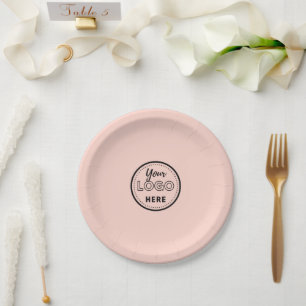 Assiettes En Carton Logo de marque professionnelle minimaliste rose