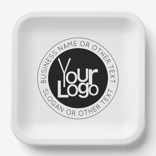Assiettes En Carton Logo d'entreprise et texte moderne simple modifiab (Recto)