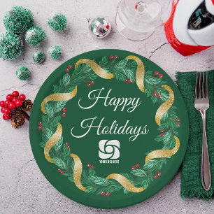 Assiettes En Carton Logo d'entreprise personnalisé Green Christmas Wre