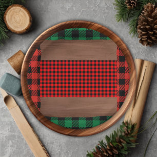 Assiettes En Carton Logs Flannel Rustic Plaid Hearts Baby shower