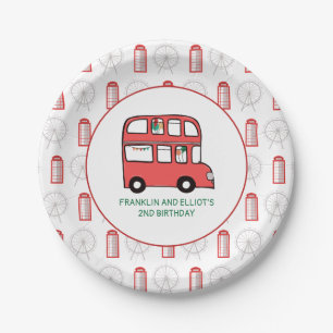 Assiettes En Carton London Thème Enfants Fête d'anniversaire conjointe