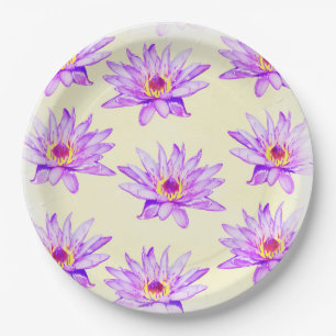 Assiettes En Carton lotus flowers cream inky