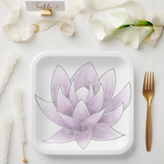 Assiettes En Carton Lotus rose Fête des mariées (Mariage)