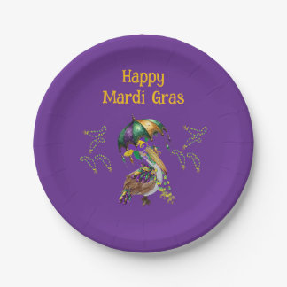 Assiettes En Carton Louisiana Pelican Mardi Gras party