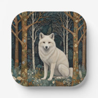 Loup blanc vintage boho forêt boisée