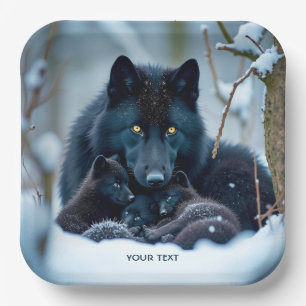 Assiettes En Carton Loup mignon Imaginaire Deux Pups