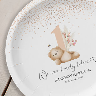 Assiettes En Carton L'ours et l'abeille premier anniversaire