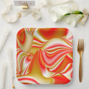 Assiettes En Carton Love and Gold Abstrait 3D Rainbowart