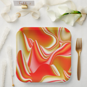 Assiettes En Carton Love and Gold Abstrait 3D Rainbowart