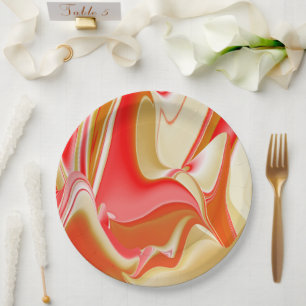 Assiettes En Carton Love and Gold Abstrait 3D Rainbowart