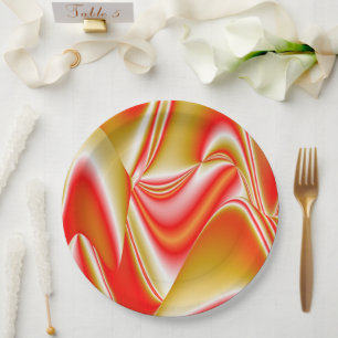 Assiettes En Carton Love and Gold Abstrait 3D Rainbowart