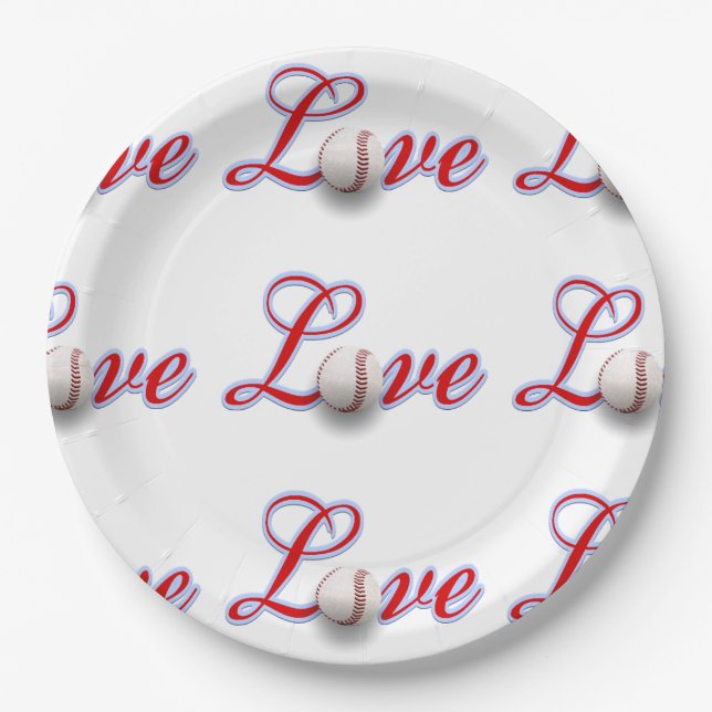 Assiettes En Carton Love Baseball Pour L'Amour Du Jeu (Devant)